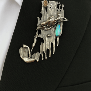 cast sterling silver Australian bolder opal citrine