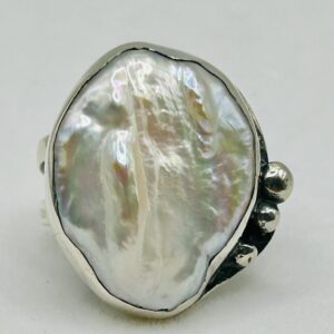 Baroque Pearl sterling silver split band